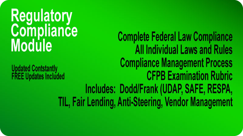 MortgageManuals compliance manual covers ALL federal laws, and compliance best practices